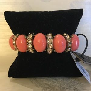 NWT J. Crew elastic bracelet-pink cabochon stone